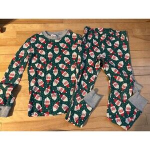 Mini Boden 152 12 Green Santa Father Christmas Pajamas 2 piece Set cotton